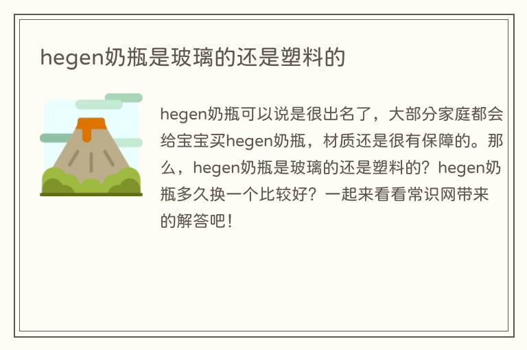 hegen奶瓶是玻璃的还是塑料的